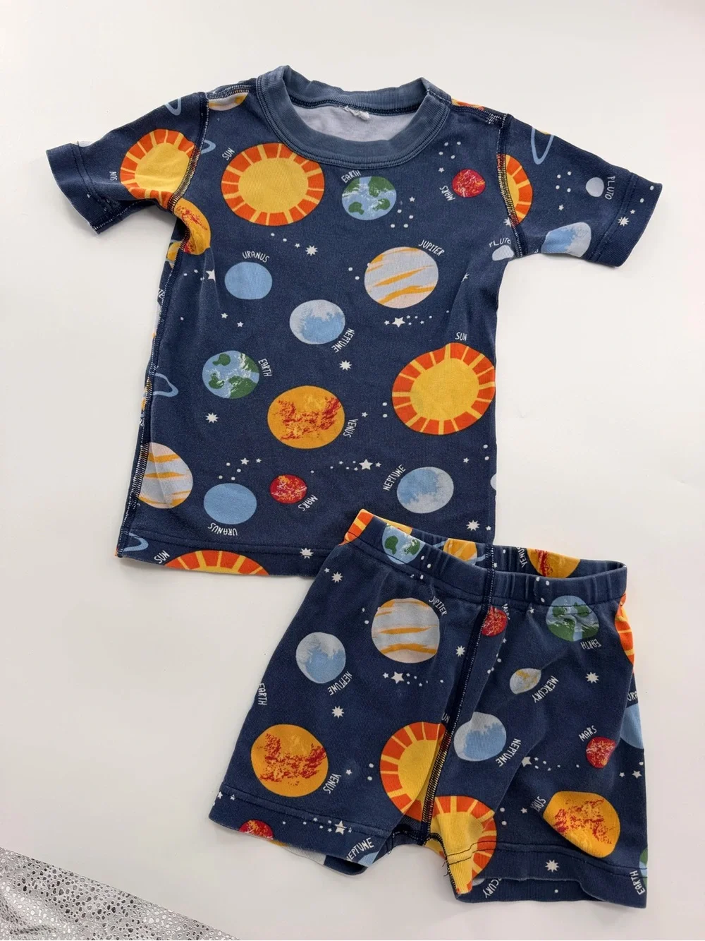Hanna Andersson Short Sleeve John Pajama Set Milky Way Space Boy Kids Blue 60612